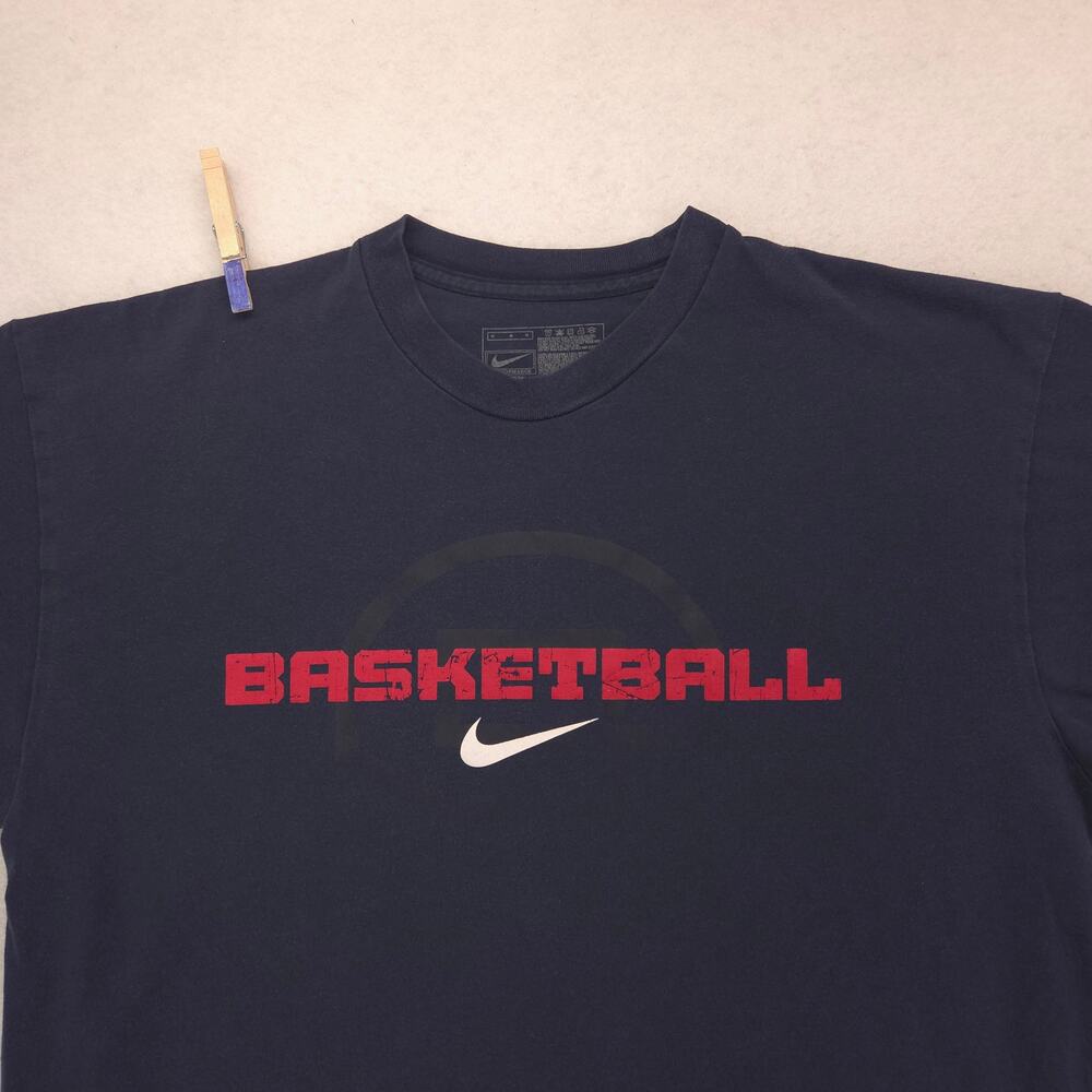 Nike Casual Crew Neck Graphic Short Sleeve T Shirt Mens Size Medium M Navy Red